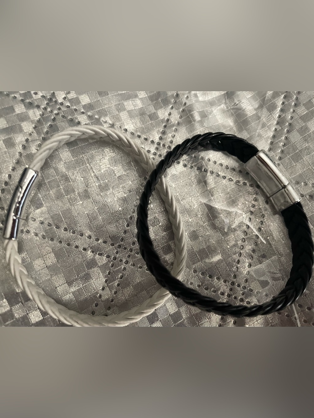 Braided PU leather magnetic clasp bracelet, set of 2
